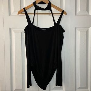 Fashion Nova Bodysuit | Choker Neck Cut Out Bodysuit in Black